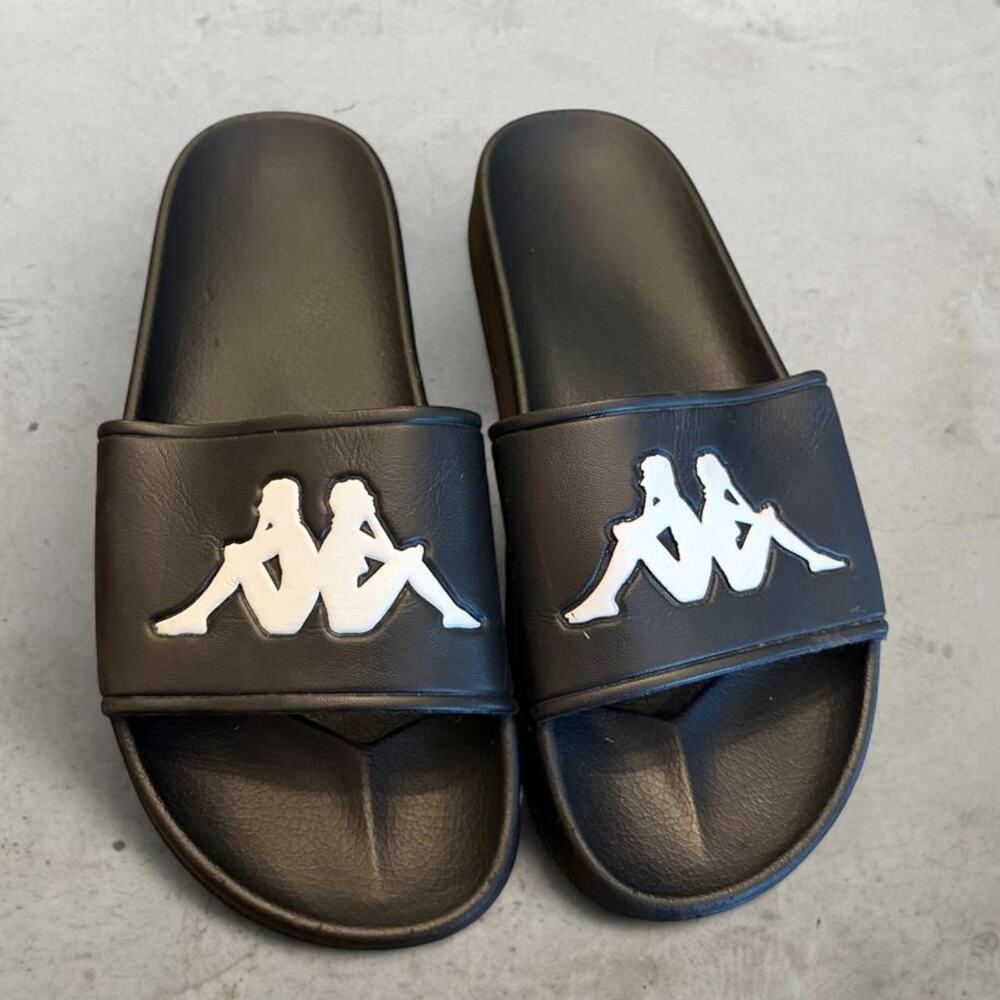 Kappa Black White Slides Slip On Shoes Size 38 EUR Mens 6